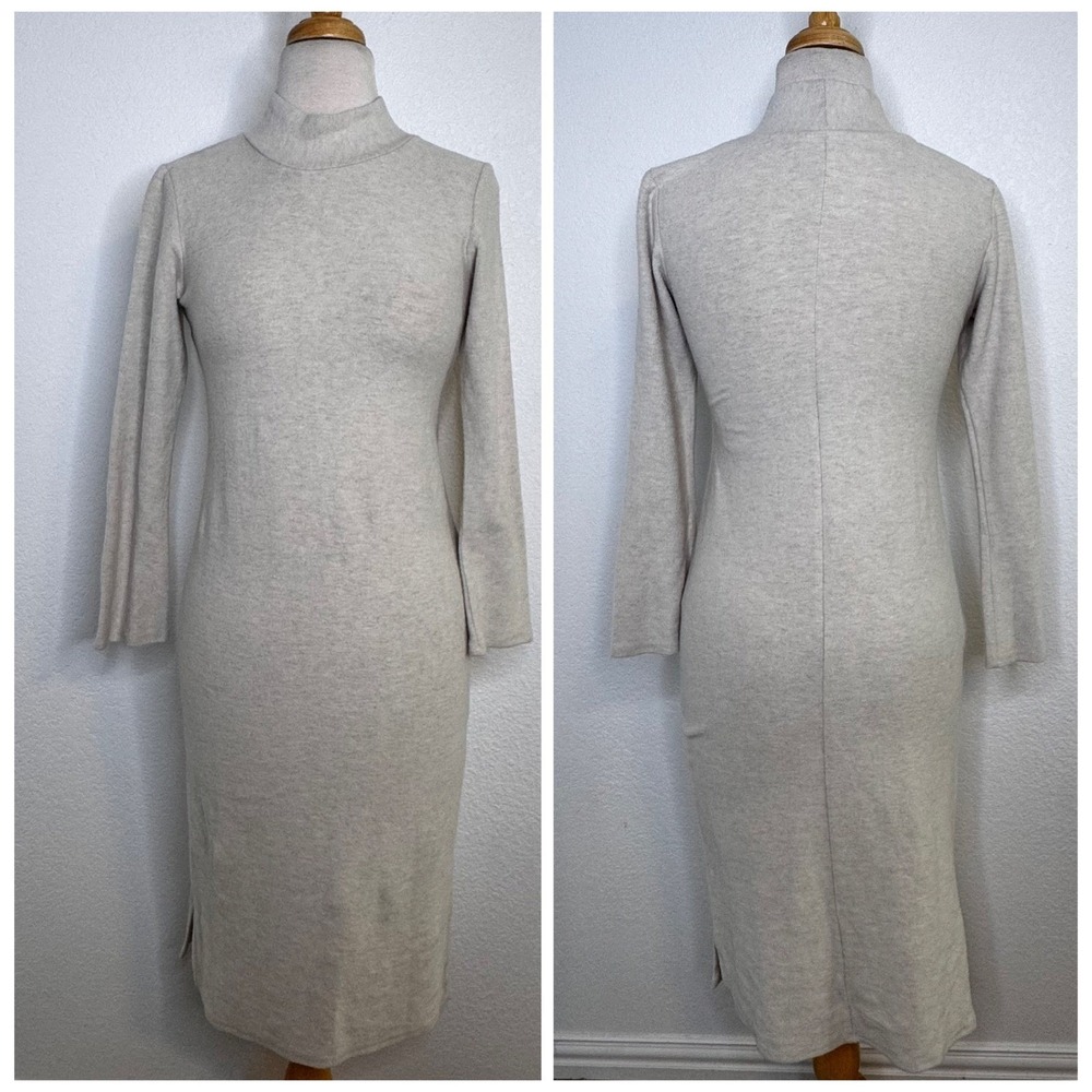 Amour Vert Womens Heathered Oat Midi Sweater Dress Size‎ XS Organic Sustainable - Picture 2 of 12
